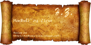 Hadházy Zina névjegykártya